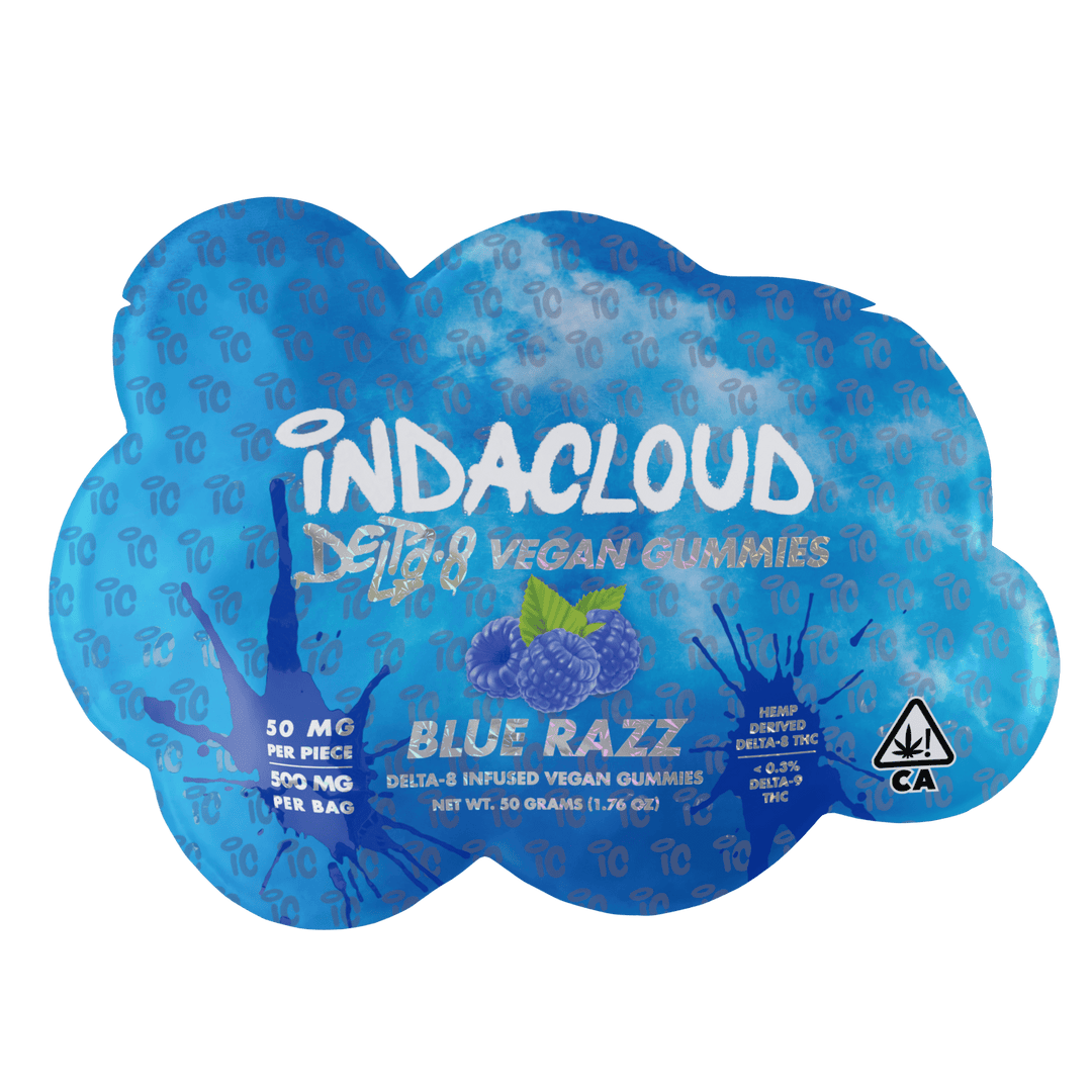 Packet of Blue Razz Delta 8 Vegan Gummies 500MG