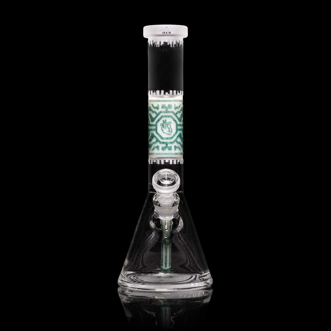 Empathic 15" White and Green Frit Beaker Bong - High For Low