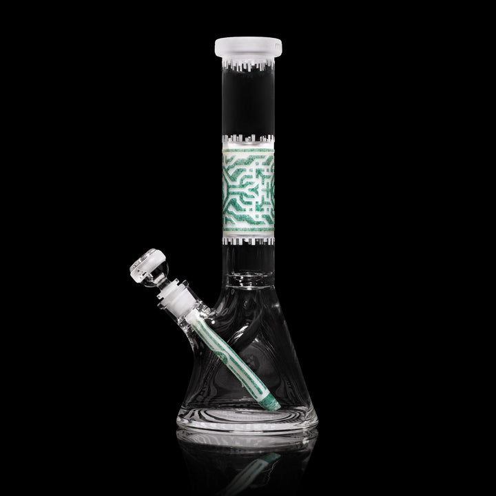 Empathic 15" White and Green Frit Beaker Bong - High For Low