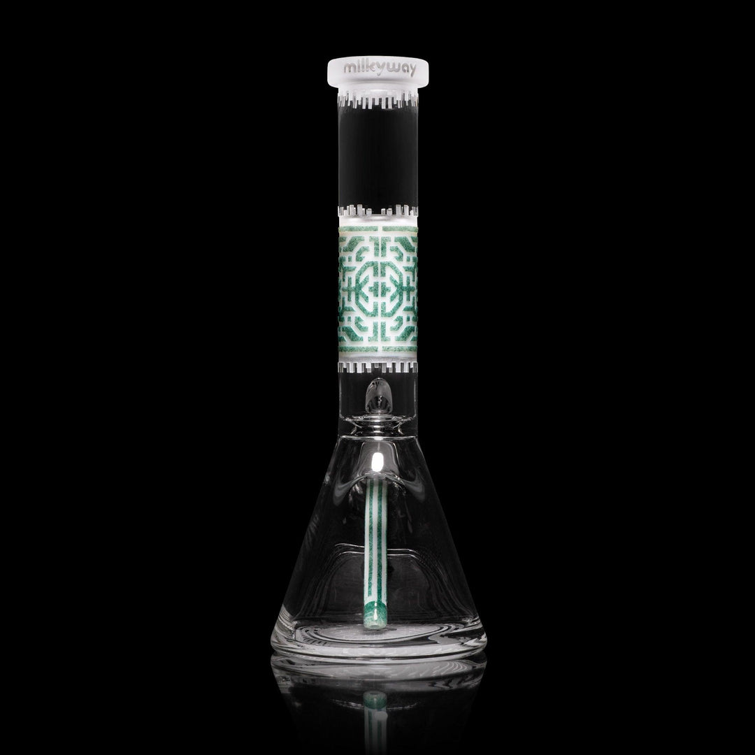 Empathic 15" White and Green Frit Beaker Bong - High For Low