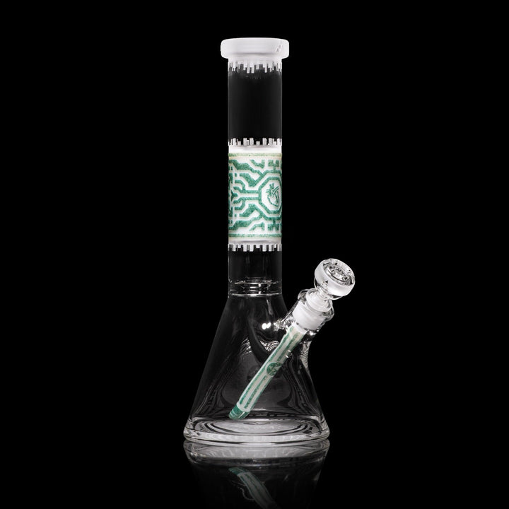 Empathic 15" White and Green Frit Beaker Bong - High For Low