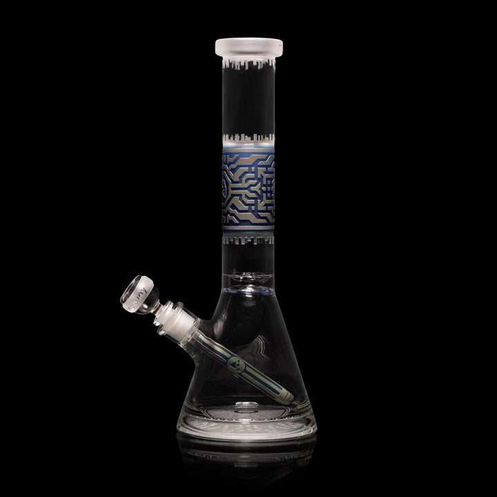 Respire 15" Silver and Blue Frit Beaker Bong - High For Low