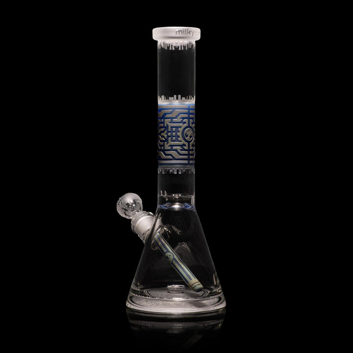 Respire 15" Silver and Blue Frit Beaker Bong - High For Low