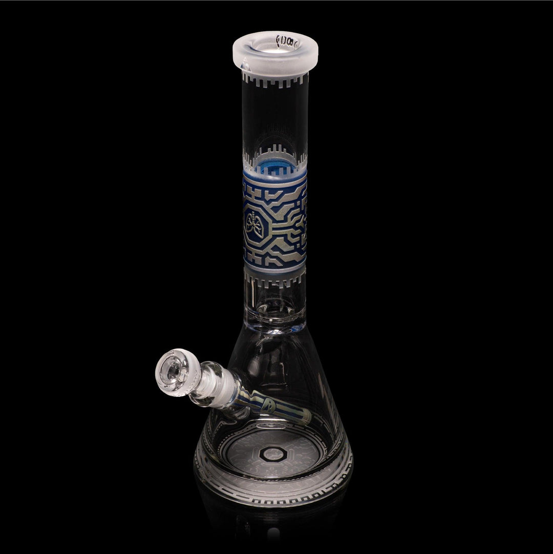 Respire 15" Silver and Blue Frit Beaker Bong - High For Low