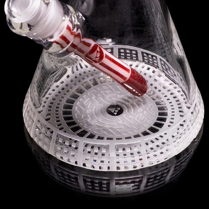 Bio-Grid 15" White and Red Frit Beaker Bong