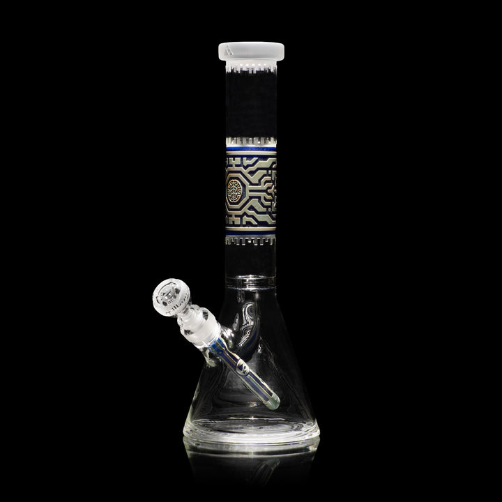 Telepathic 15" Dark Blue + Silver Frit Beaker Bong