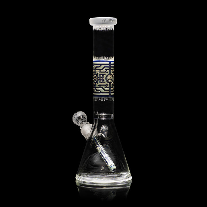 Telepathic 15" Dark Blue + Silver Frit Beaker Bong