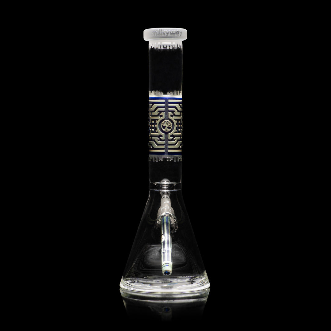 Telepathic 15" Dark Blue + Silver Frit Beaker Bong