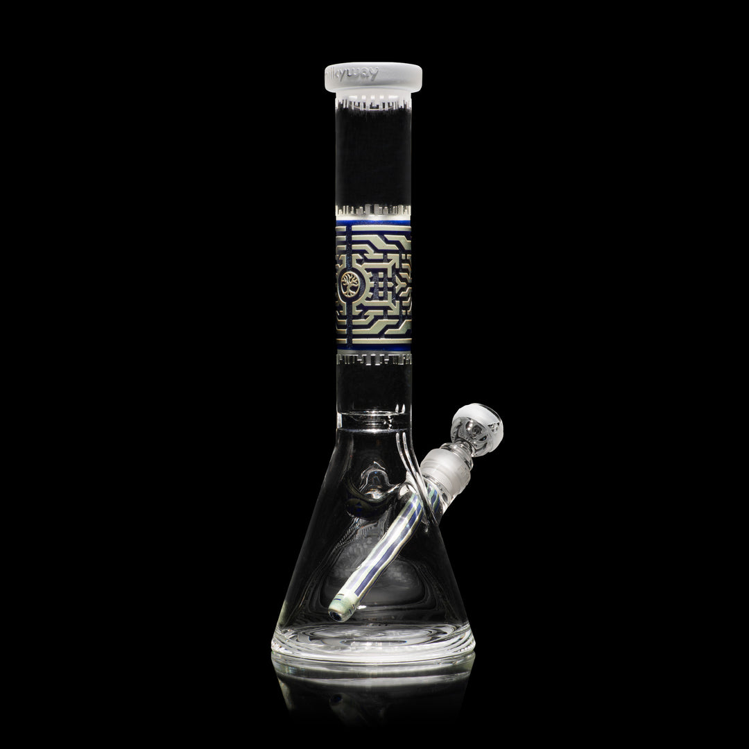 Telepathic 15" Dark Blue + Silver Frit Beaker Bong