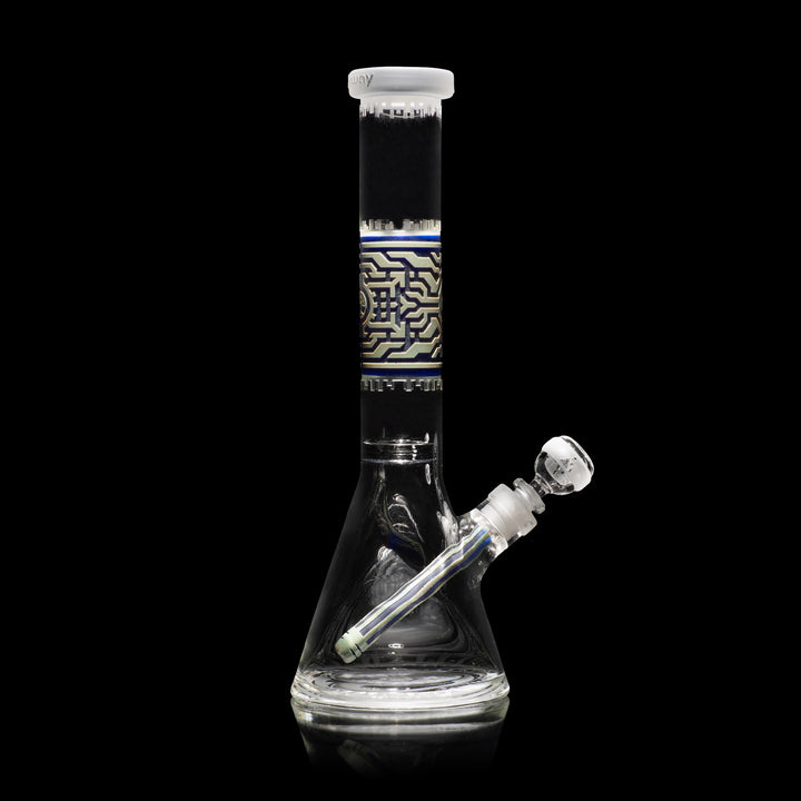 Telepathic 15" Dark Blue + Silver Frit Beaker Bong