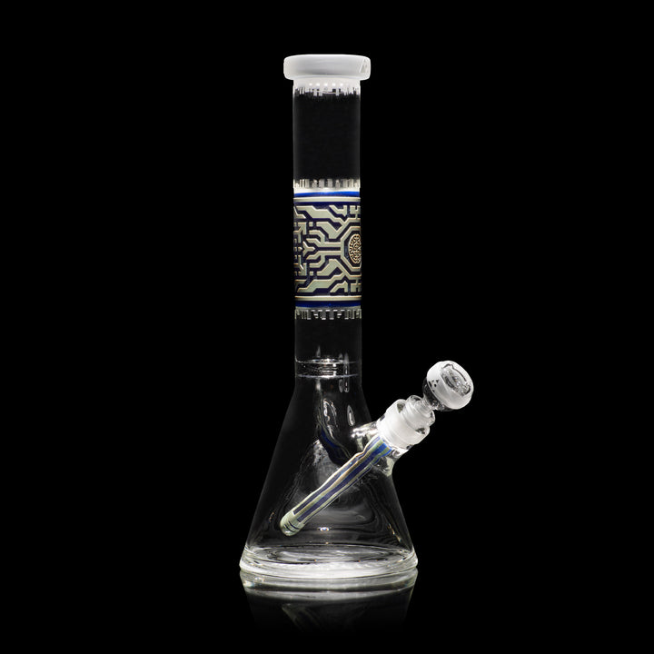 Telepathic 15" Dark Blue + Silver Frit Beaker Bong