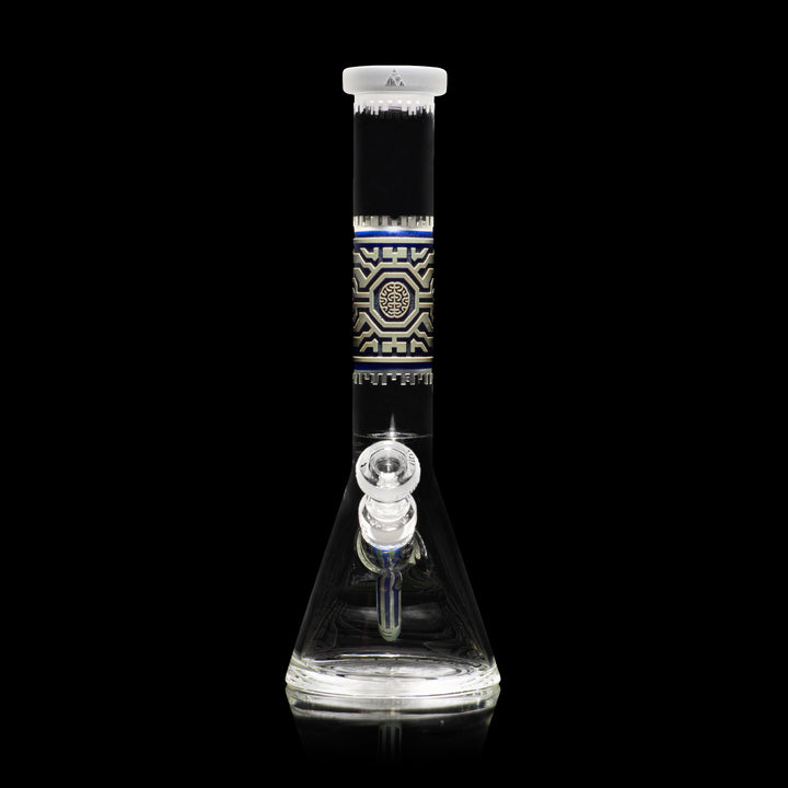 Telepathic 15" Dark Blue + Silver Frit Beaker Bong