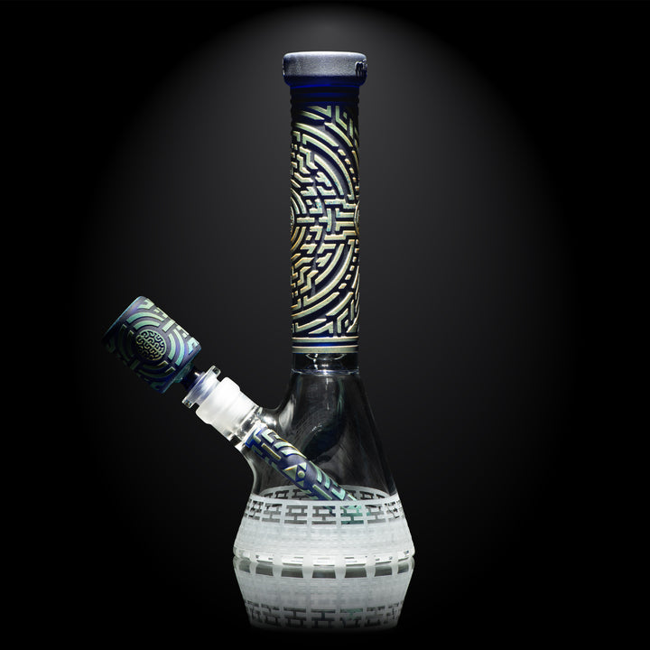 Telekinesis 11" Dark Blue Frit Beaker Bong