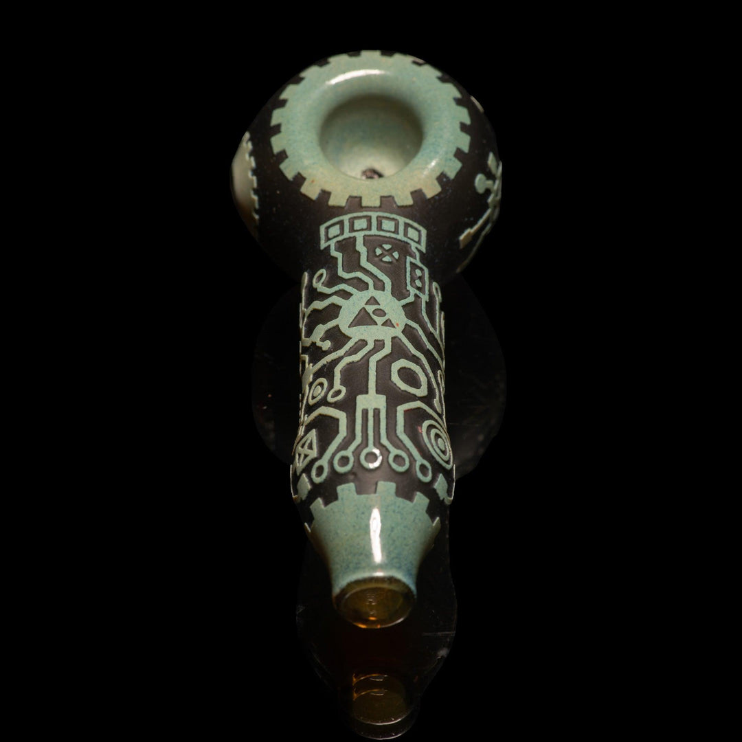 Circuitboard Shadow Art Smoke and Silver Frit Hand Pipe - High For Low