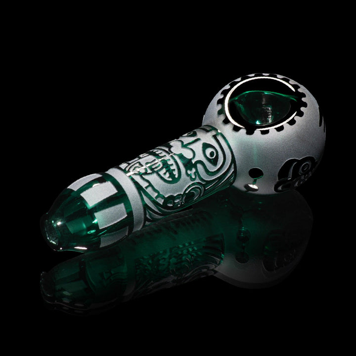 Maya Face Teal Hand Pipe - High For Low