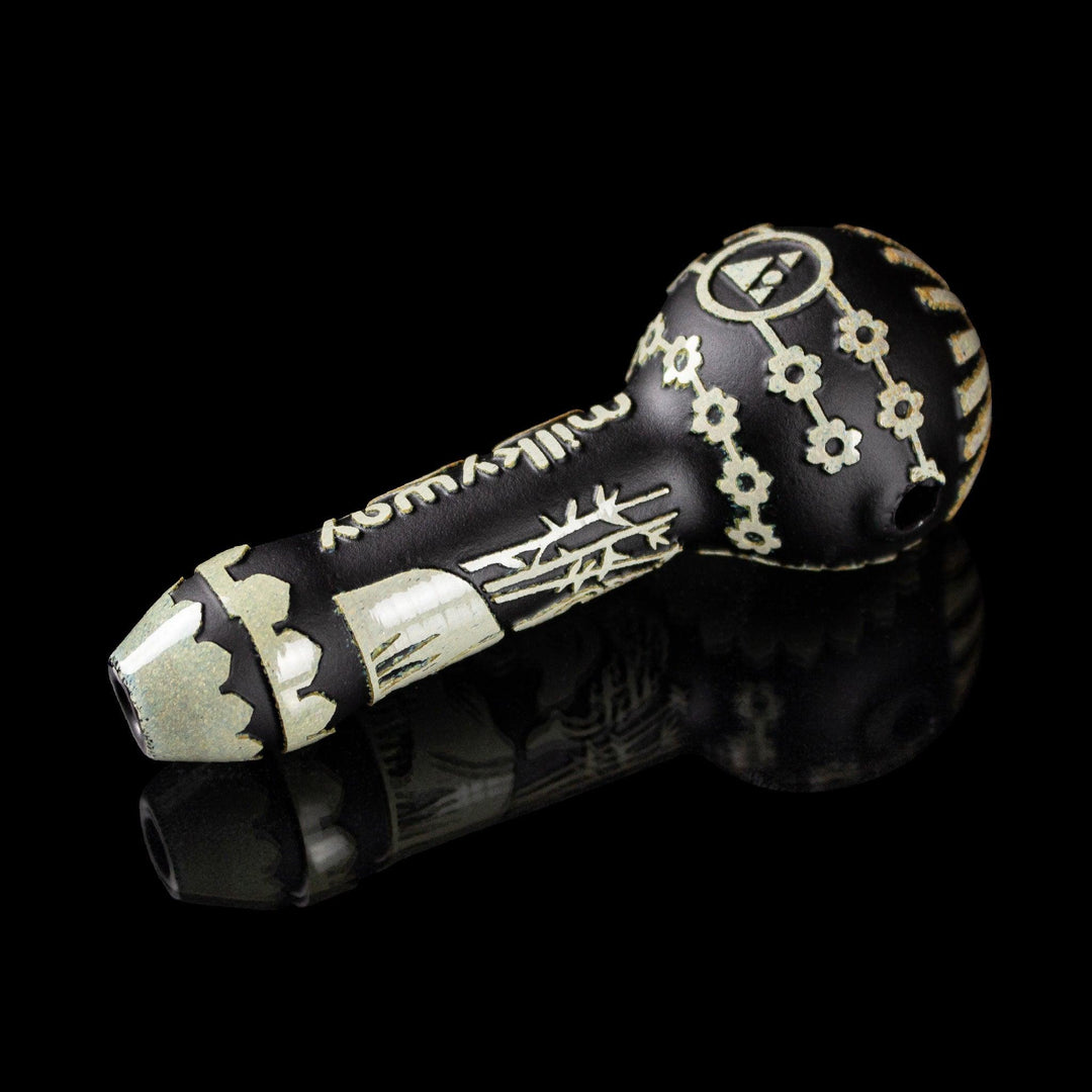 Buddha in Color Black and Silver Frit Hand Pipe - High For Low