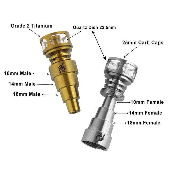 TITANIUM 6 IN 1 CAGE HYBRID DAB NAIL - High For Low