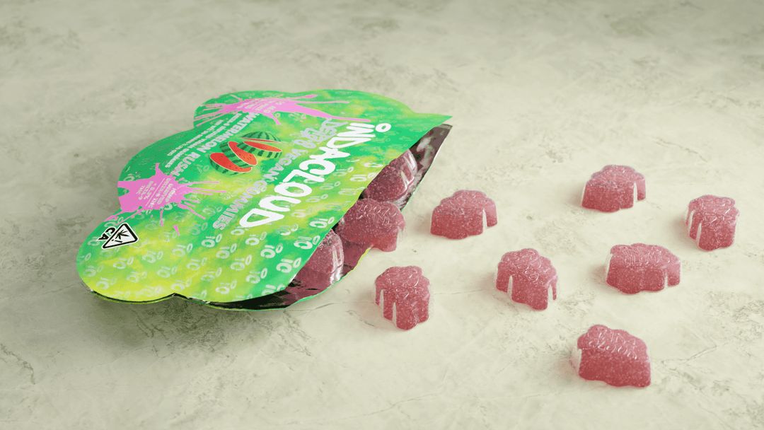 Opened Watermelon Rush Delta 8 Vegan Gummies 500 MG