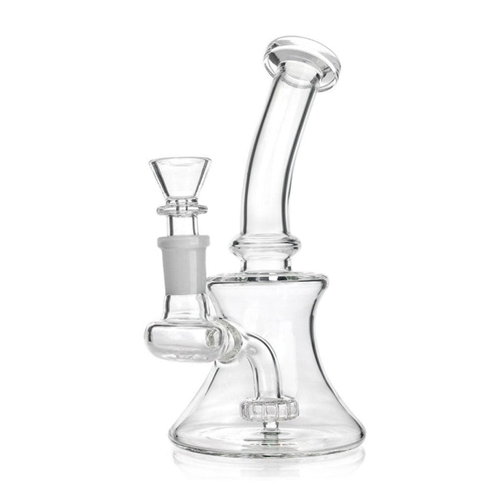 HOURGLASS CURVED NECK SHOWERHEAD PERC DAB RIG - High For Low