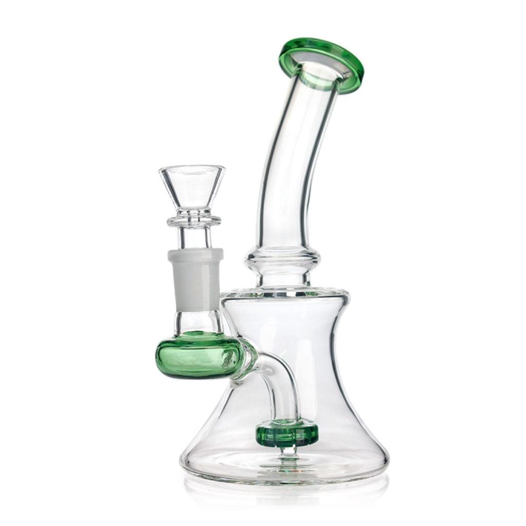 HOURGLASS CURVED NECK SHOWERHEAD PERC DAB RIG - High For Low