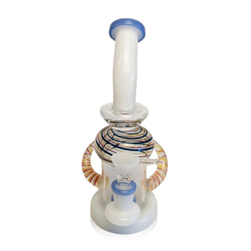 MILK GLASS WRAPPED SPIRAL DOUBLE HORN SHOWERHEAD PERC RIG - High For Low