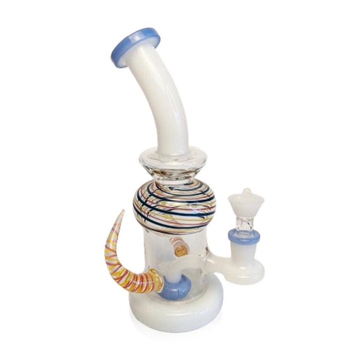 MILK GLASS WRAPPED SPIRAL DOUBLE HORN SHOWERHEAD PERC RIG - High For Low